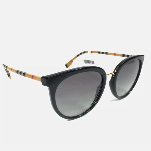 Burberry Sunglasses Black Brown Check Gray Gradient Lenses - Picture 3 of 8